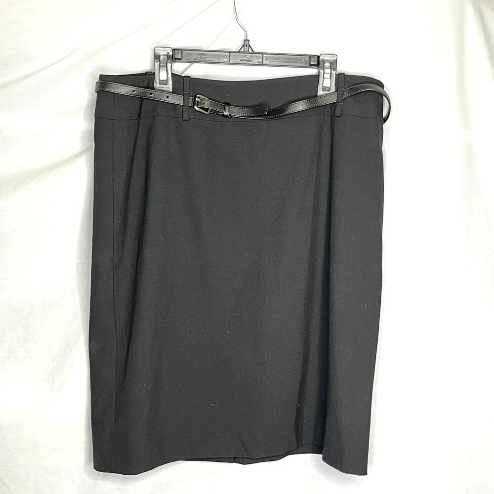 Talbots Petite Black Pencil Skirt with Belt 12P